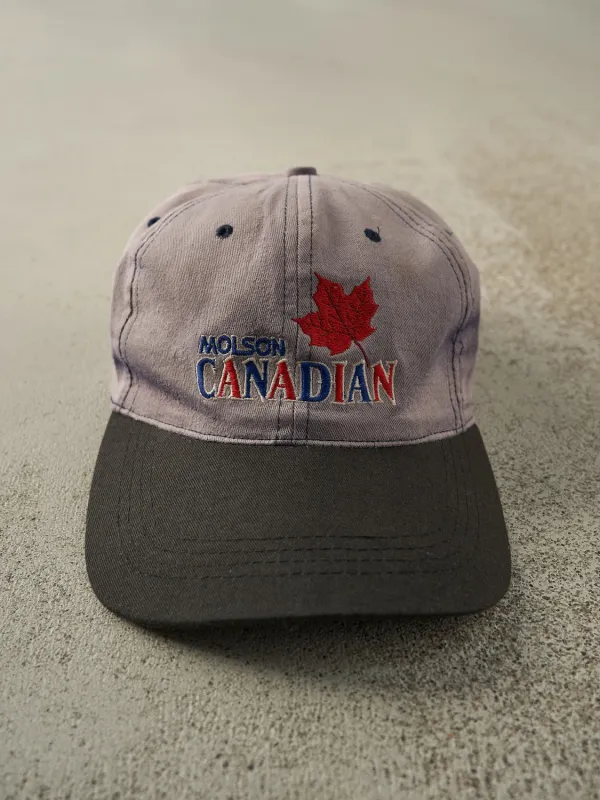 Vintage 90s Blue & Black Embroidered Molson Canadian Strapback sold by Rebalance Vintage