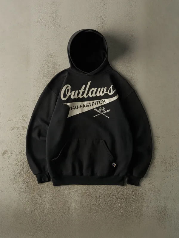 Vintage 90s Faded Black Outlaws Fastpitch ASA Russell Athletic Hoodie (M/L) sold by Rebalance Vintage