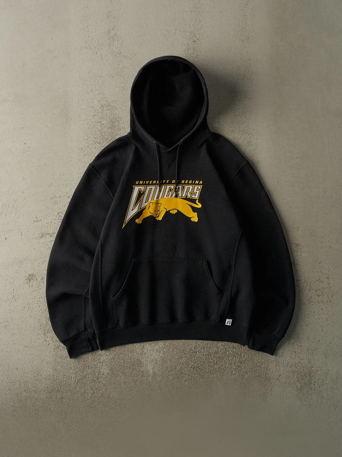 Vintage Y2K Black University of Regina Cougars Russell Athletic Hoodie (L/XL) sold by Rebalance Vintage