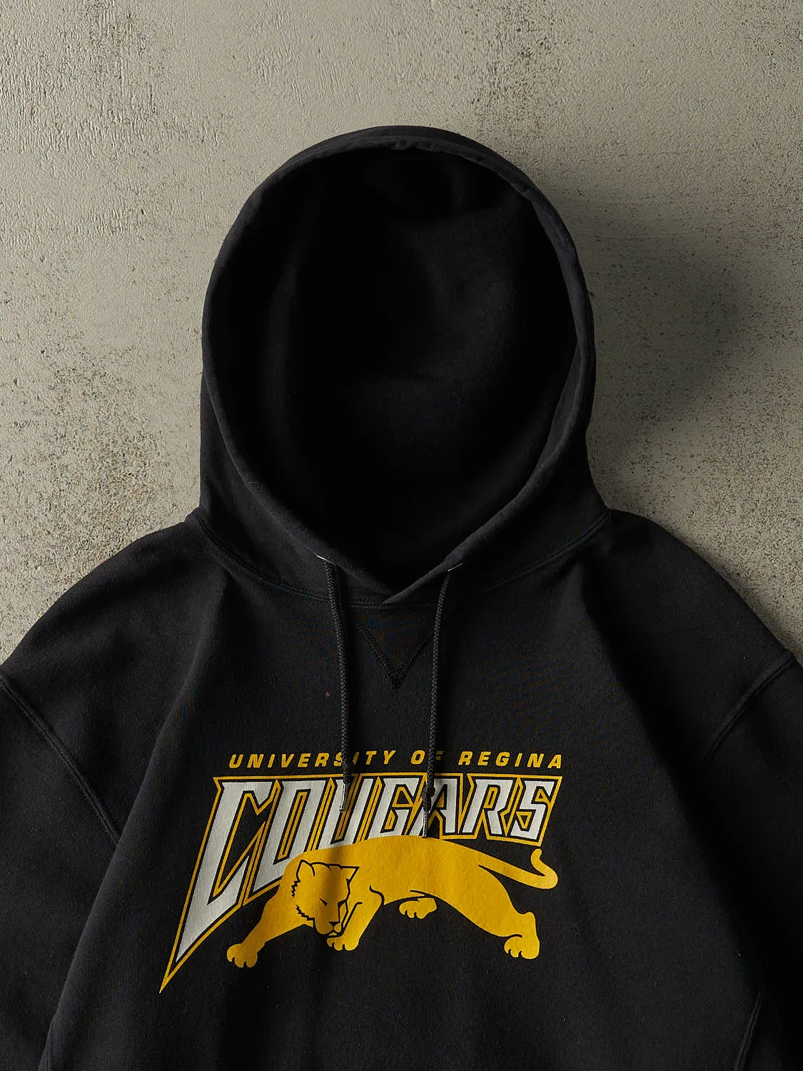 Vintage Y2K Black University of Regina Cougars Russell Athletic Hoodie (L/XL) sold by Rebalance Vintage product image thumbnail 2