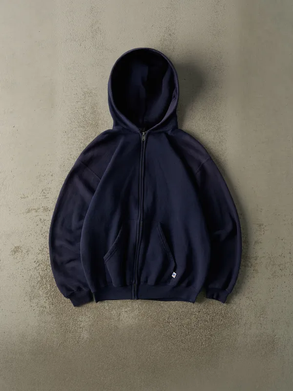 Vintage Y2K Navy Blue Russell Athletic Zip Up Hoodie (M) sold by Rebalance Vintage