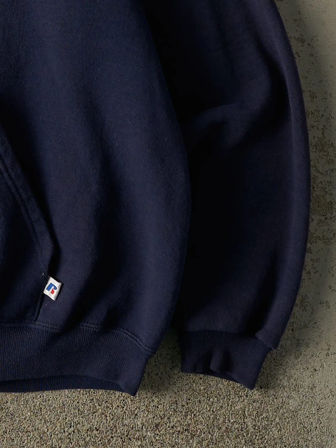 Vintage Y2K Navy Blue Russell Athletic Zip Up Hoodie (M) sold by Rebalance Vintage product image thumbnail 3