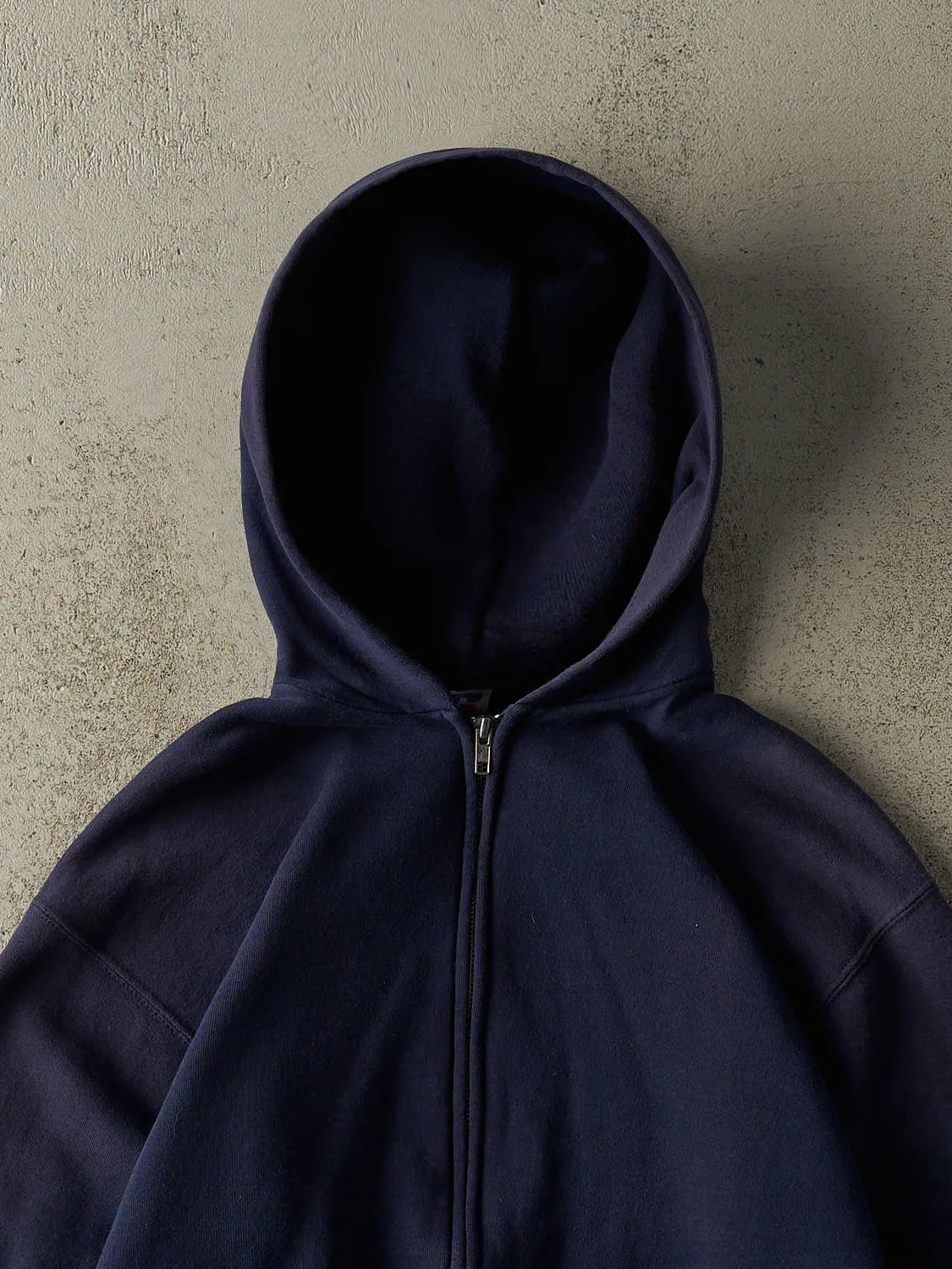 Vintage Y2K Navy Blue Russell Athletic Zip Up Hoodie (M) sold by Rebalance Vintage product image thumbnail 2