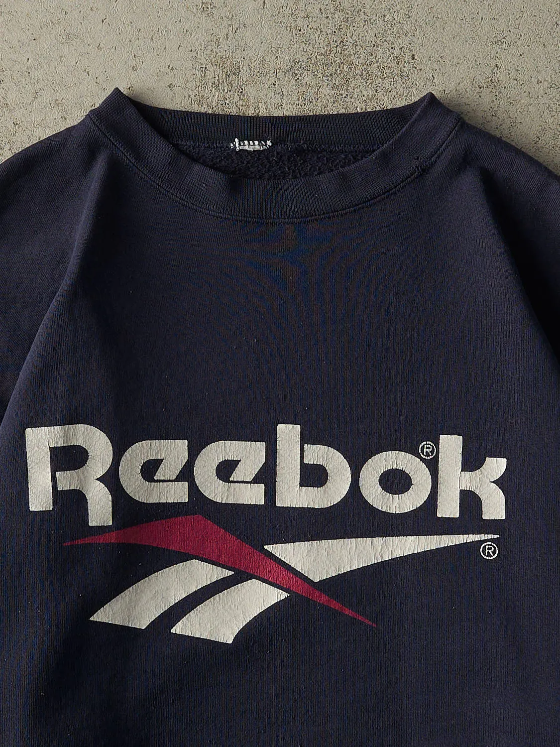 Vintage 90s Navy Blue Reebok Logo Crewneck (L) sold by Rebalance Vintage product image thumbnail 2