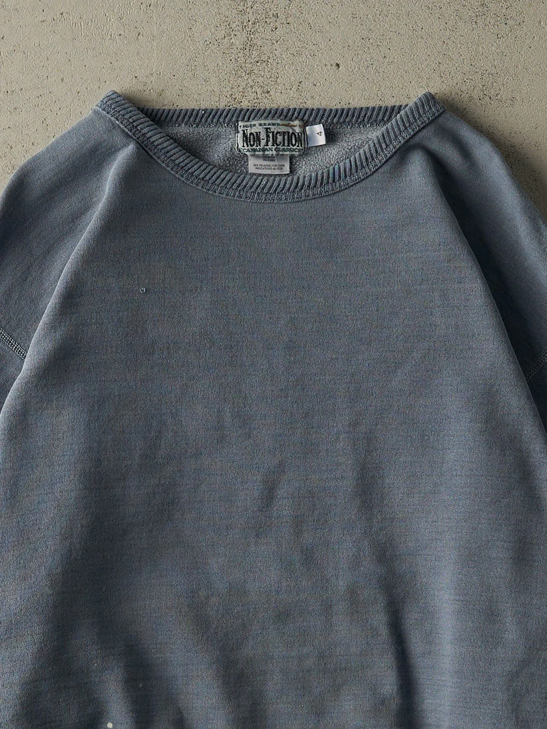 Vintage 90s Washed Blue Blank Crewneck (XXL) sold by Rebalance Vintage product image thumbnail 2