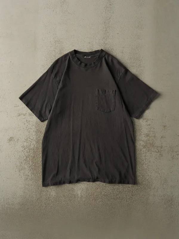 Vintage 90s Faded Black Single Stitch Blank Pocket Tee (M/L) sold by Rebalance Vintage