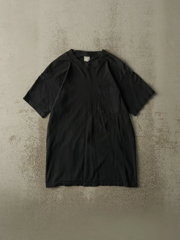 Vintage 80s Black Blank Pocket Single Stitch Tee (XS/S) sold by Rebalance Vintage