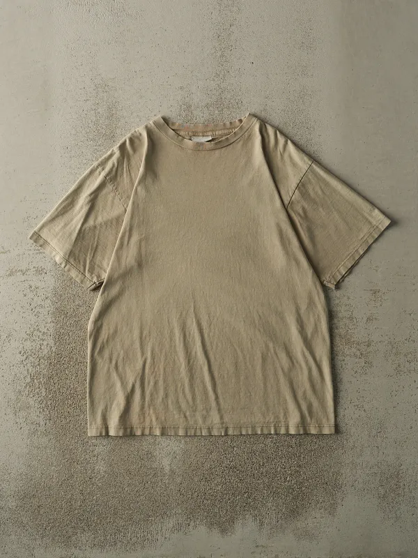 Vintage 90s Beige Blank Tee (L) sold by Rebalance Vintage
