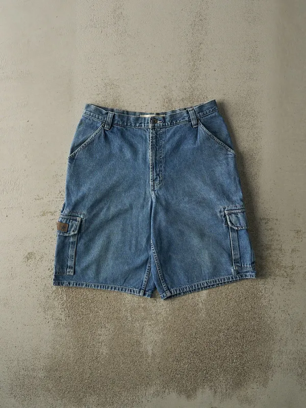 Vintage Y2K Mid Wash Cargo Jean Shorts (34x11) sold by Rebalance Vintage