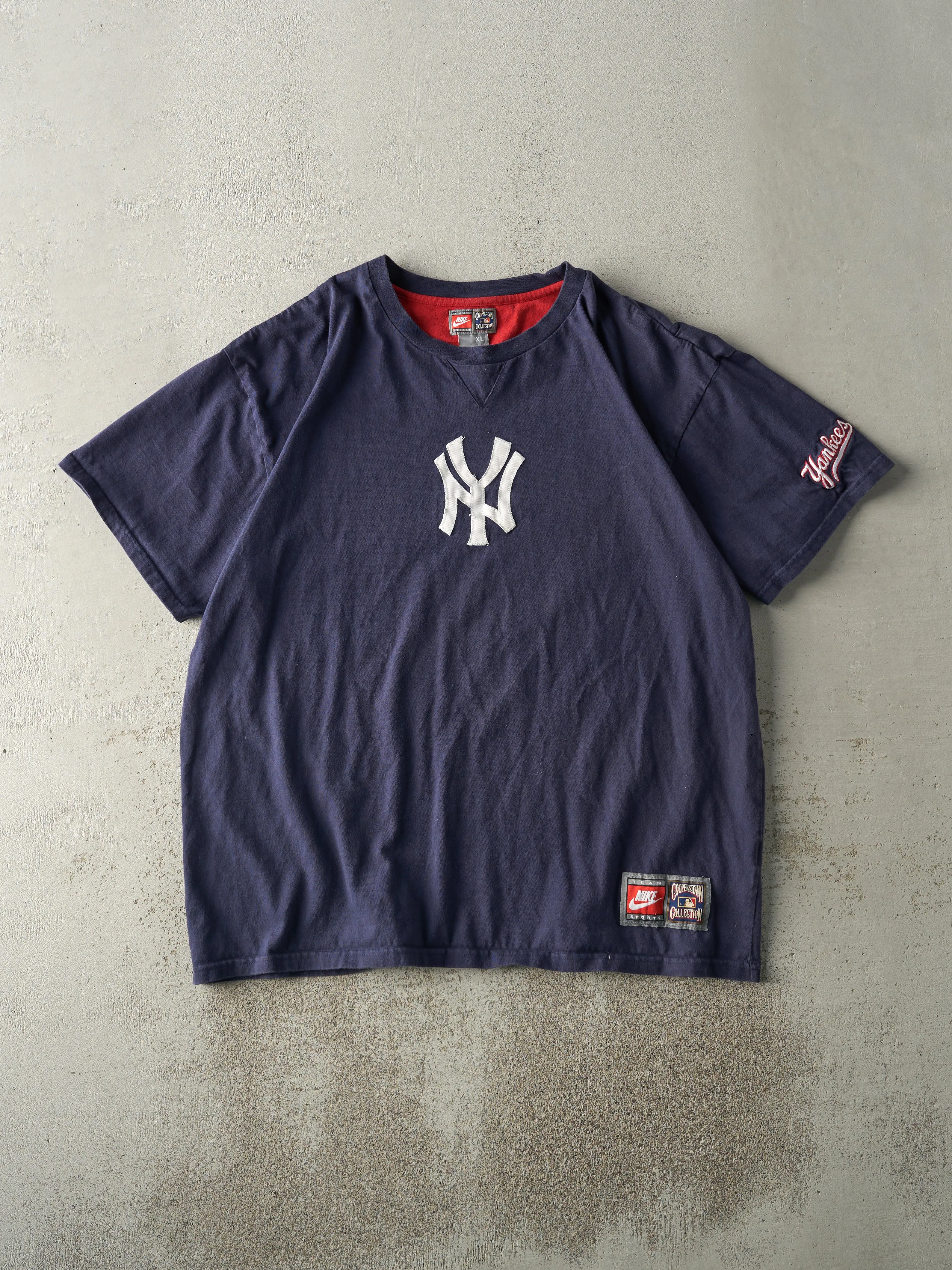 Vintage Y2K Navy Blue Embroidered New York Yankees Nike Tee (XL) sold by Rebalance Vintage