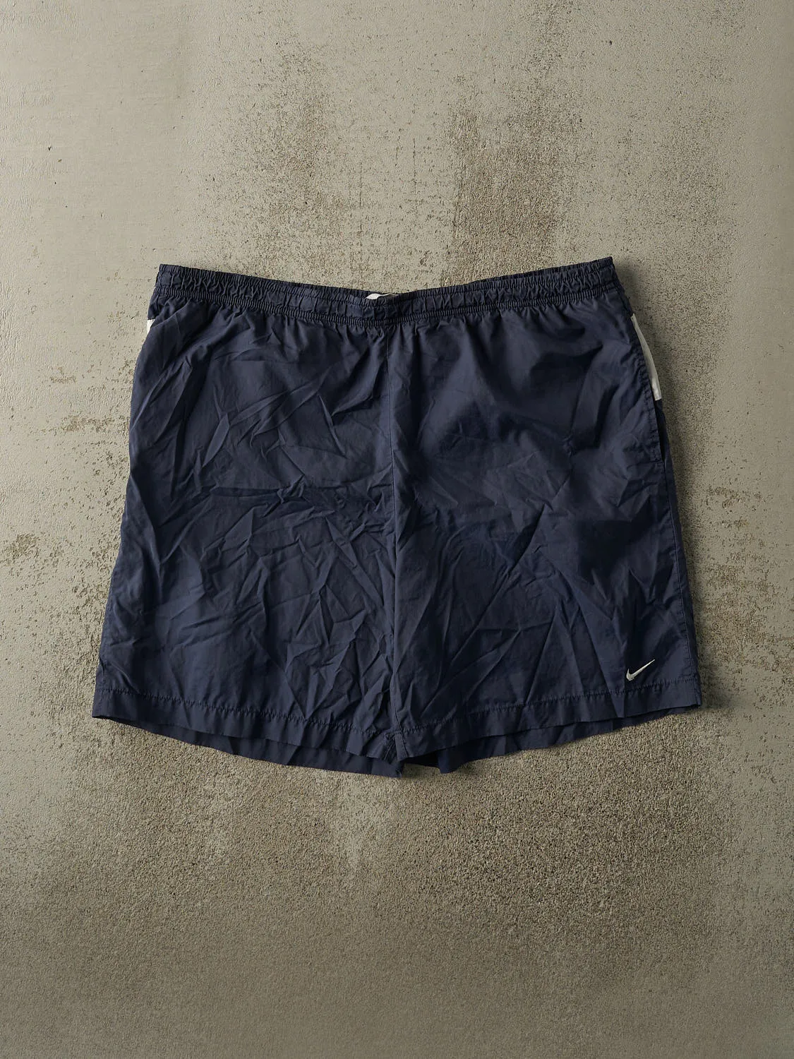 Vintage Y2K Navy Blue Nike Nylon Track Shorts (39x8.5) sold by Rebalance Vintage