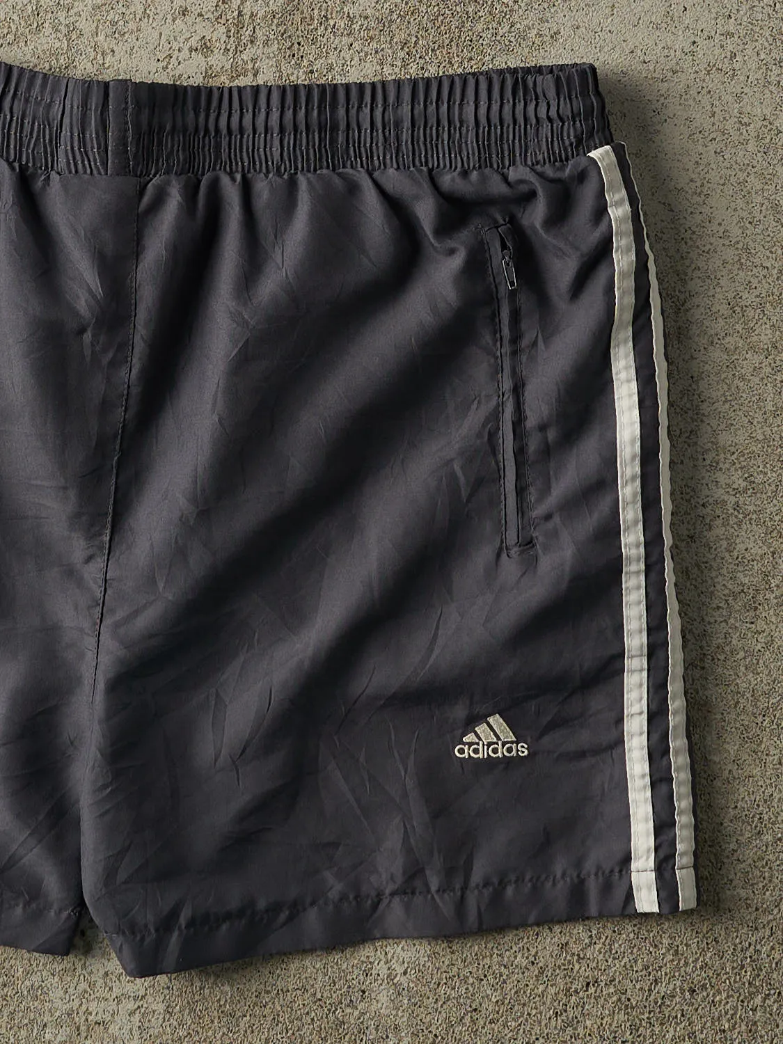Vintage 90s Charcoal Grey Adidas Track Shorts (35.5x4.5) sold by Rebalance Vintage product image thumbnail 3