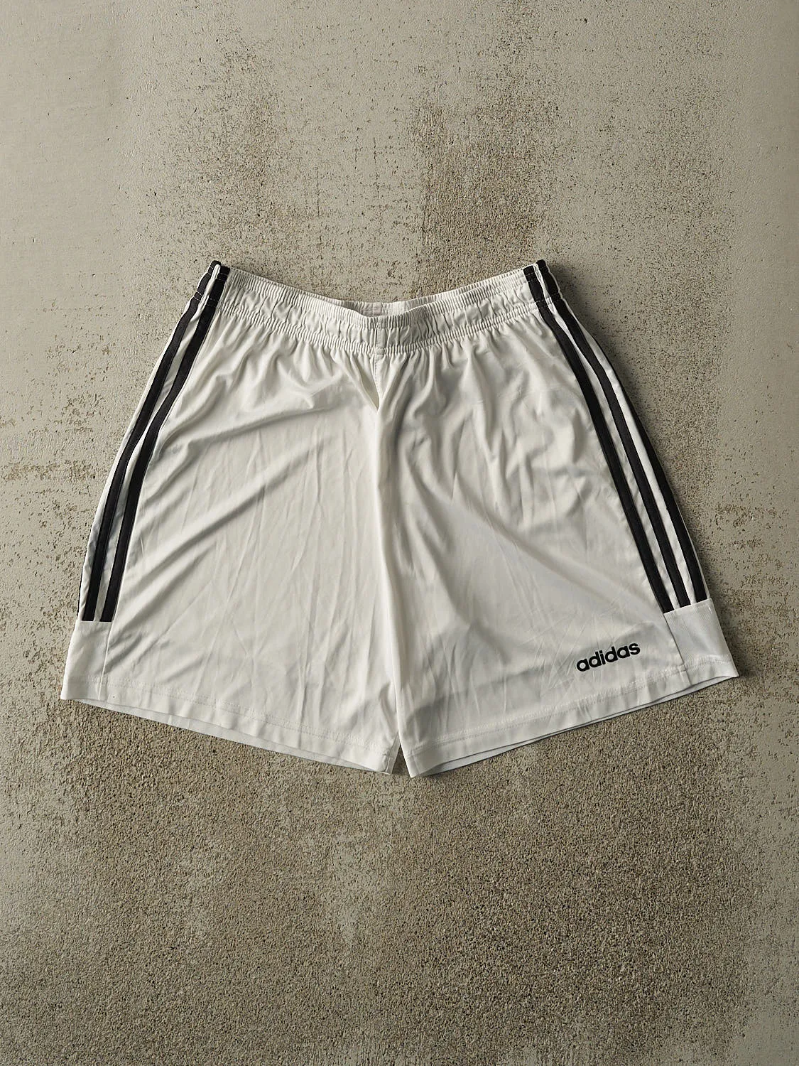 Vintage Y2K White Adidas Striped Track Shorts (28x7) sold by Rebalance Vintage
