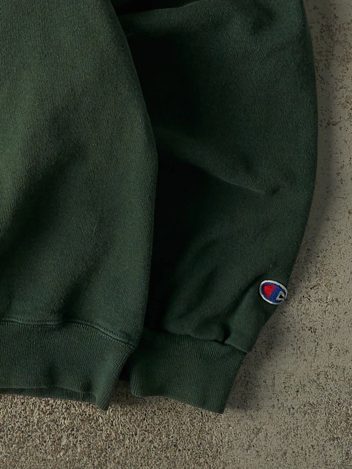 Vintage 90s Sun Faded Green Champion Embroidered Crewneck (L/XL) sold by Rebalance Vintage product image thumbnail 4