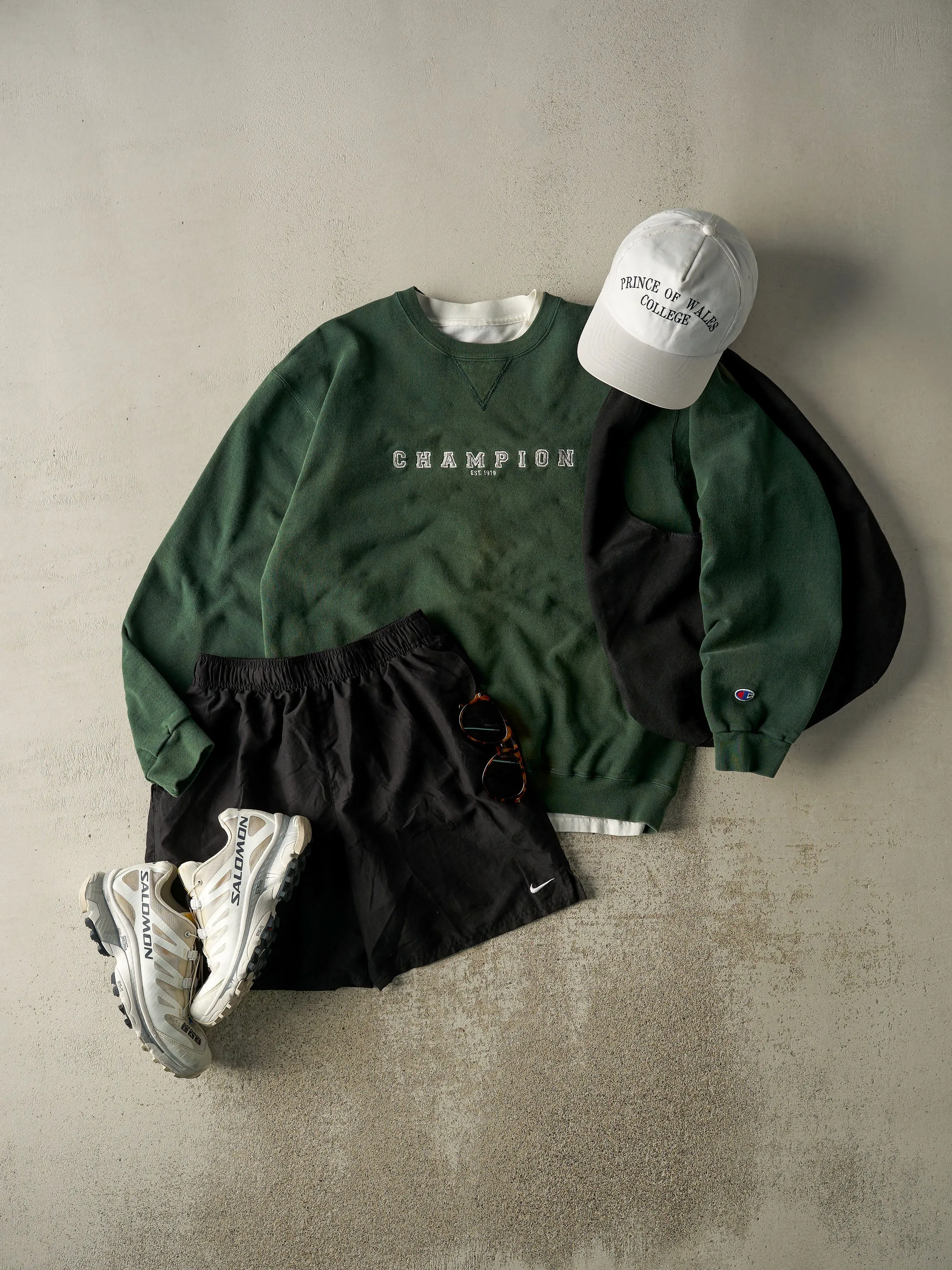 Vintage 90s Sun Faded Green Champion Embroidered Crewneck (L/XL) sold by Rebalance Vintage product image thumbnail 2