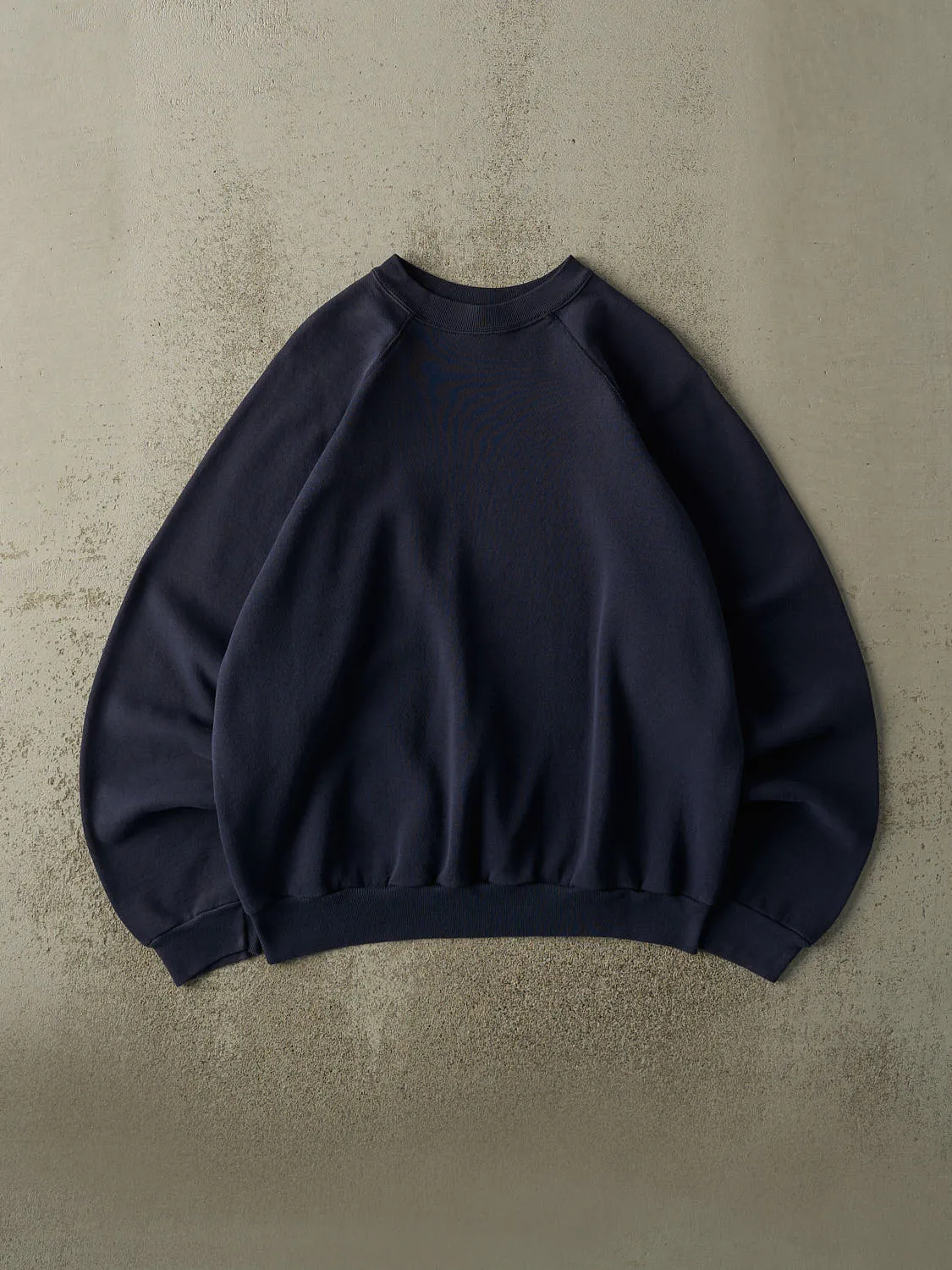 Vintage 80s Navy Blue Blank Crewneck (L) sold by Rebalance Vintage