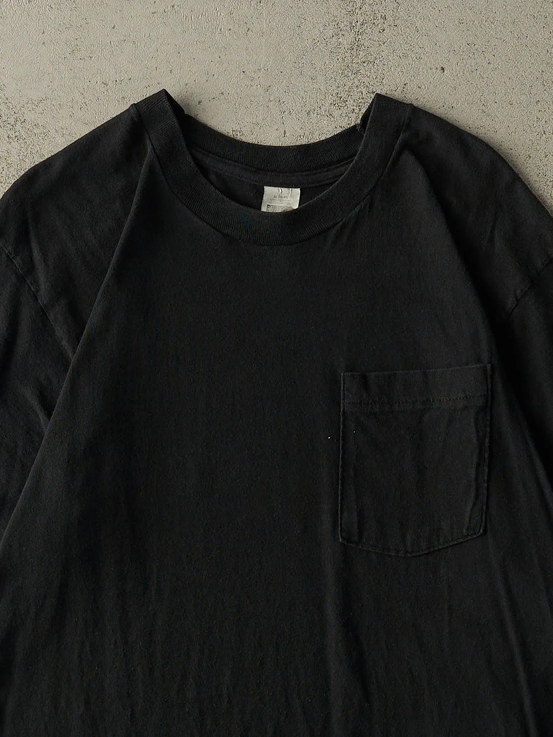 Vintage 80s Black Blank Long Pocket Tee (M/L) sold by Rebalance Vintage product image thumbnail 2