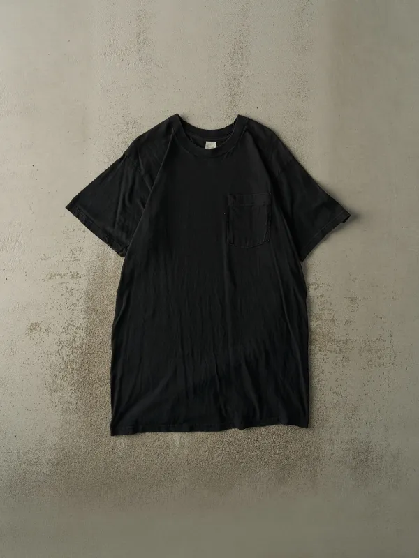 Vintage 80s Black Blank Long Pocket Tee (M/L) sold by Rebalance Vintage