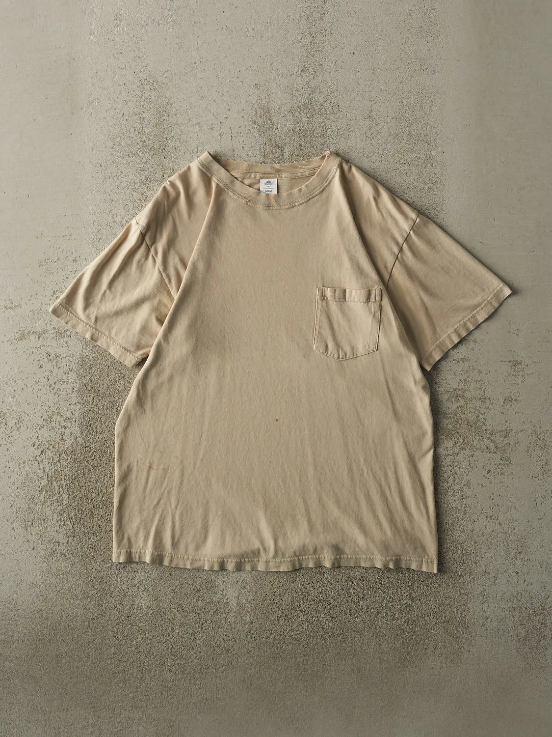 Vintage Y2K Beige Blank Pocket Tee (M/L) sold by Rebalance Vintage
