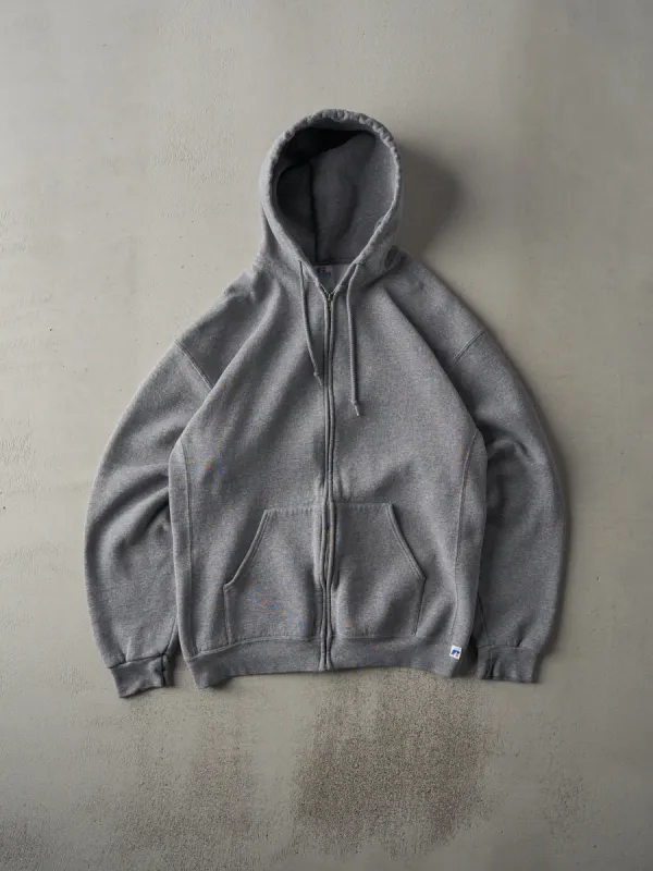 Vintage Y2K Grey Russell Athletics Zip Up Hoodie (M/L) sold by Rebalance Vintage