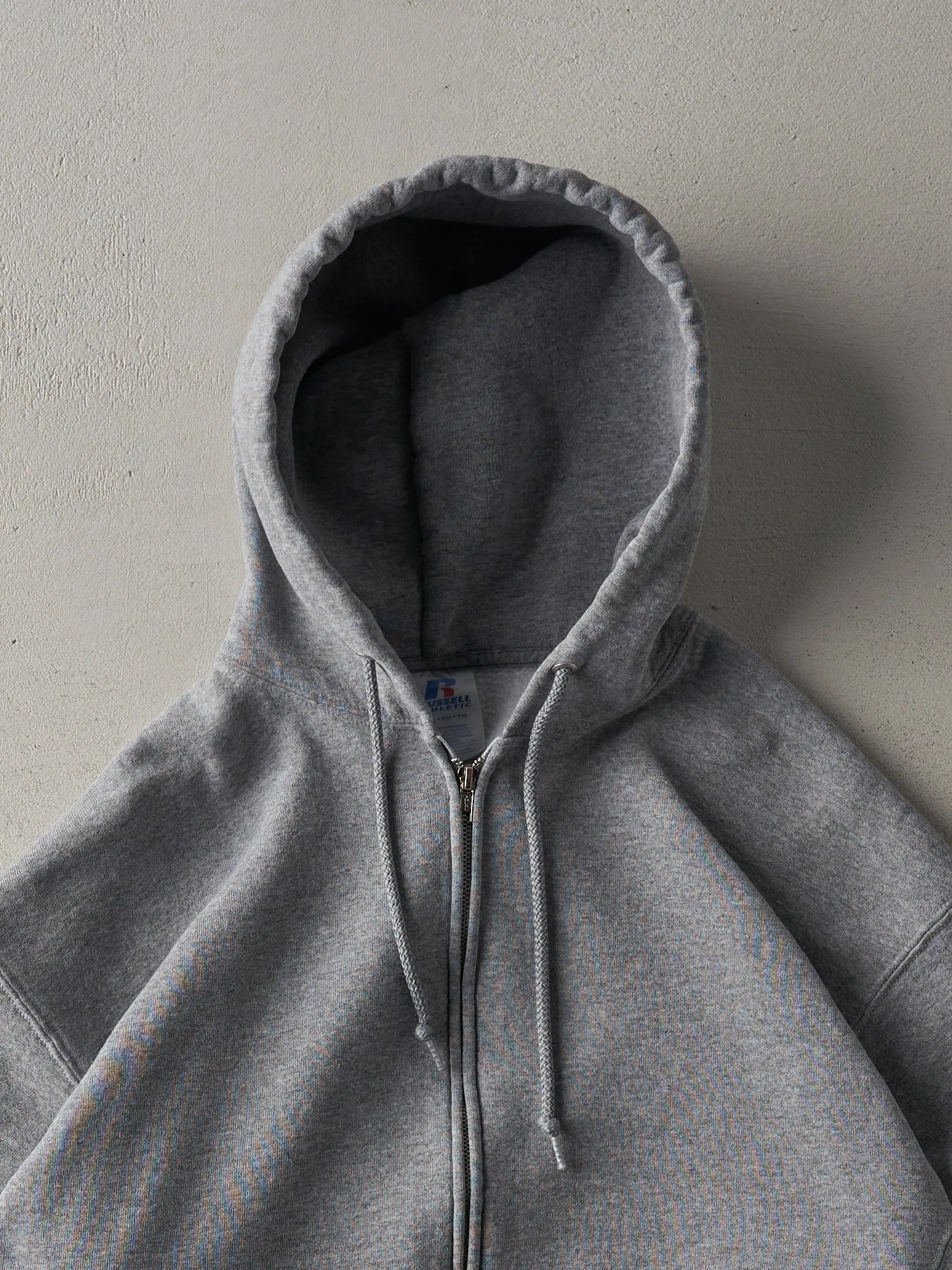 Vintage Y2K Grey Russell Athletics Zip Up Hoodie (M/L) sold by Rebalance Vintage product image thumbnail 3