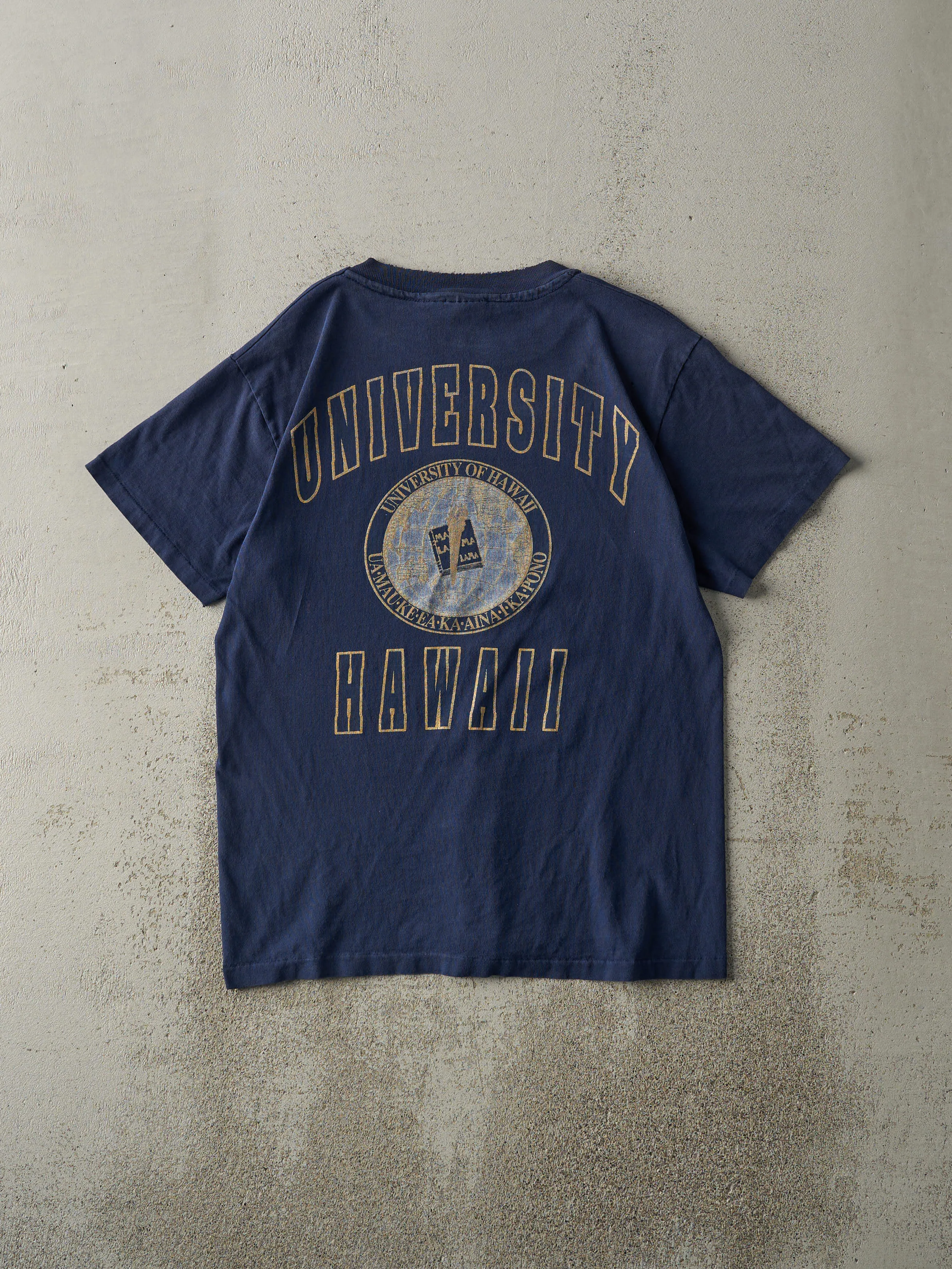 Vintage 90s Navy Blue University of Hawaii Single Stitch Tee (S) sold by Rebalance Vintage