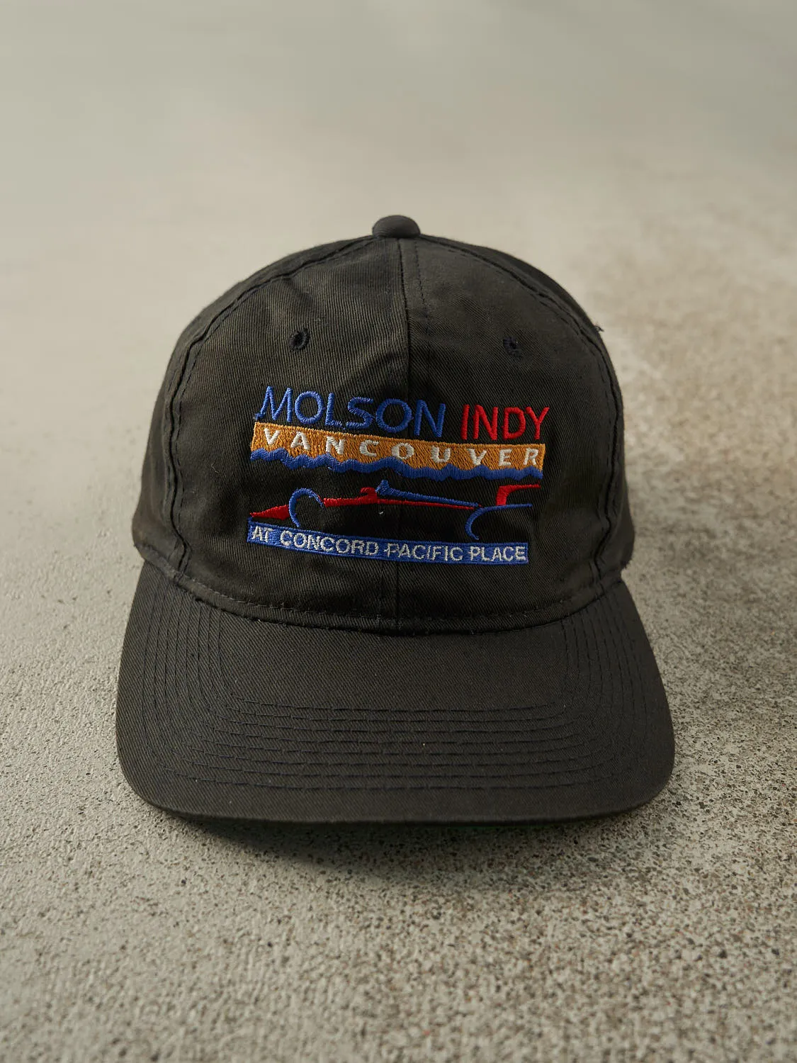 Vintage 90s Black Molson Indy Vancouver Embroidered Strapback sold by Rebalance Vintage