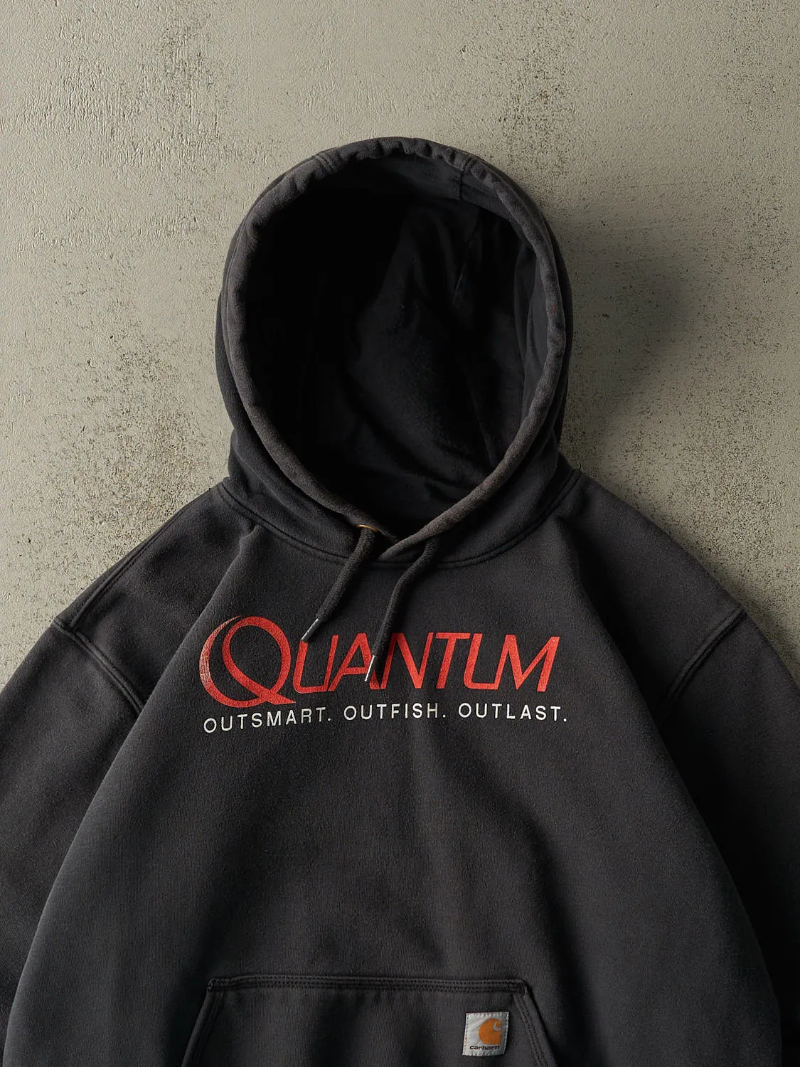 Vintage Y2K Faded Black Carhartt Quantum Logo Hoodie (XL/XXL) sold by Rebalance Vintage product image thumbnail 2