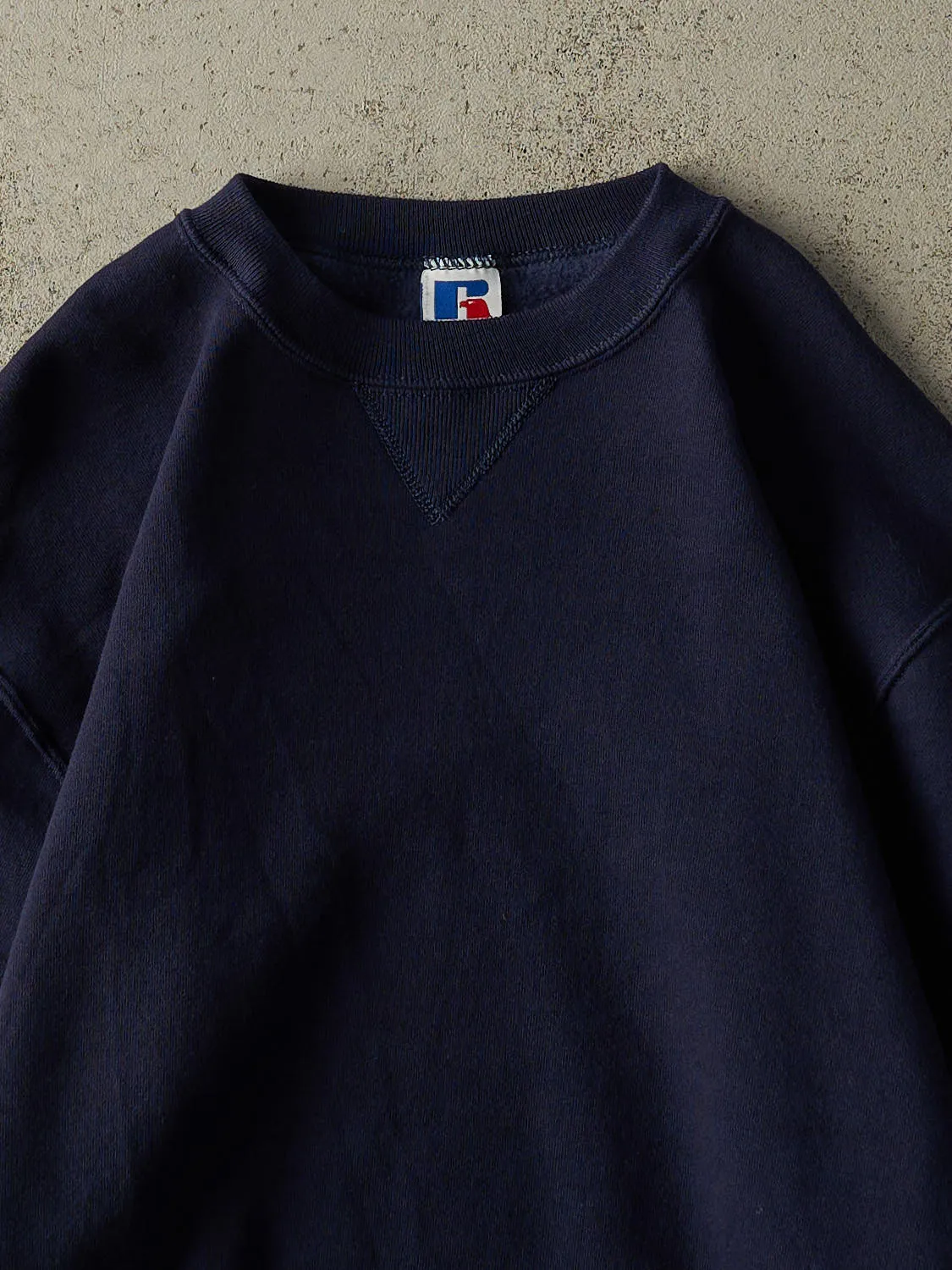 Vintage 90s Navy Blue Russell Athletic Blank Crewneck (M) sold by Rebalance Vintage product image thumbnail 2