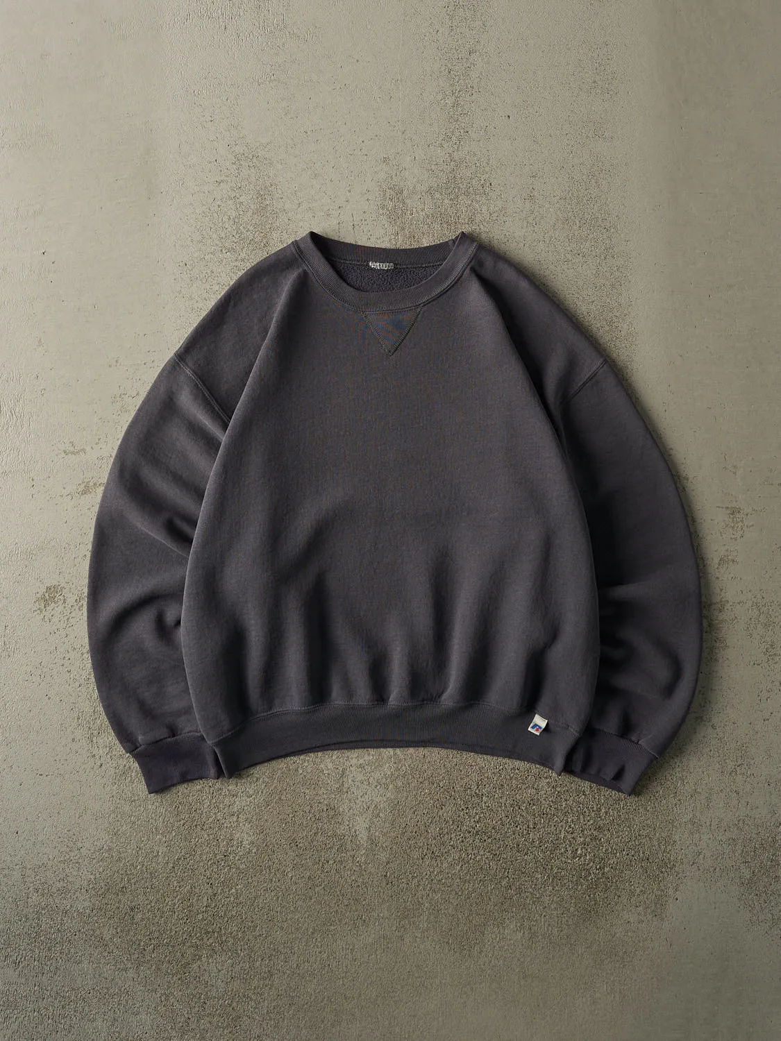 Vintage Y2K Slate Blue Russell Athletic Blank Boxy Crewneck (M/L) sold by Rebalance Vintage