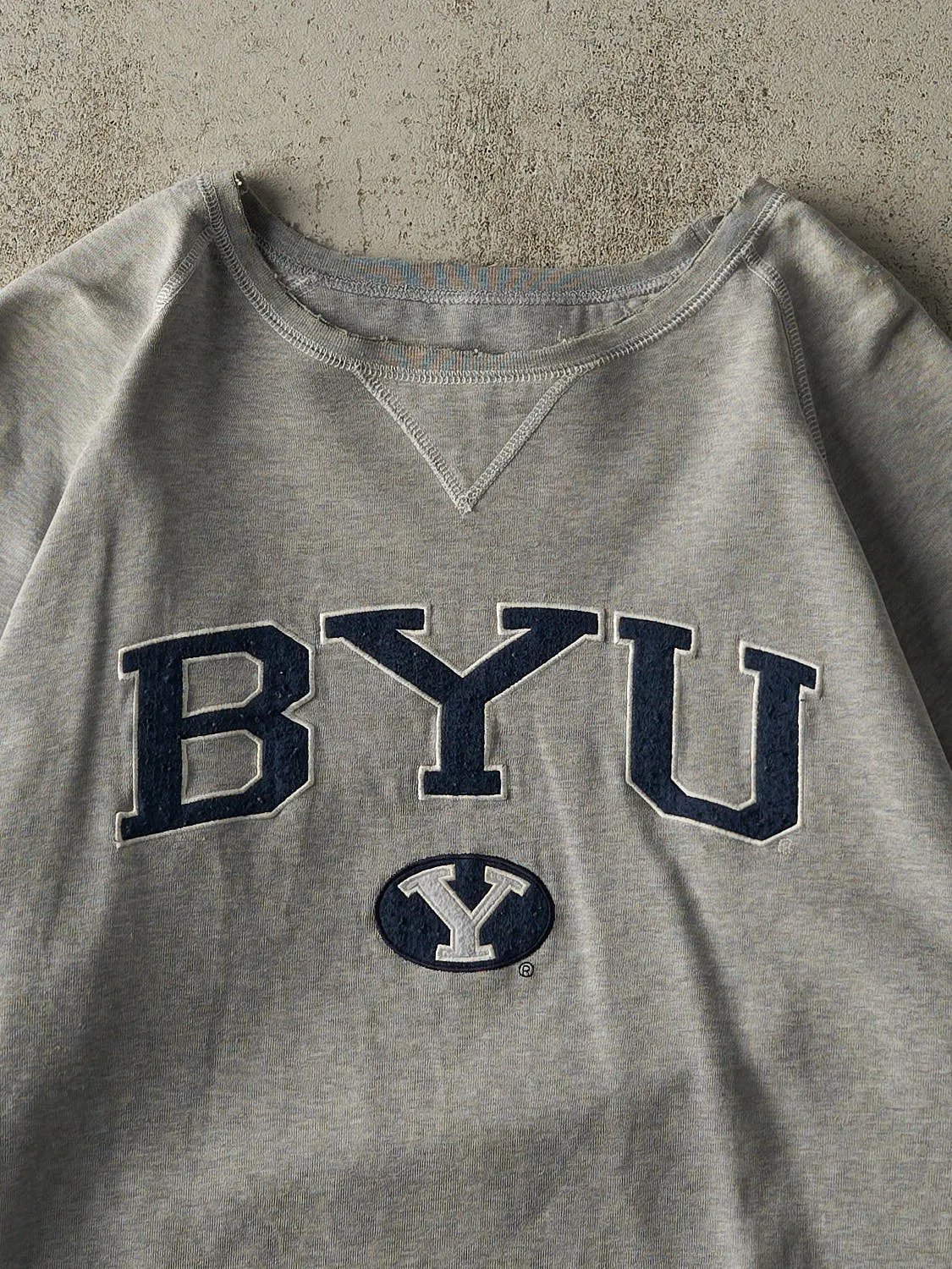 Vintage Y2K Grey BYU Brigham Young University Crewneck (L/XL) sold by Rebalance Vintage product image thumbnail 2