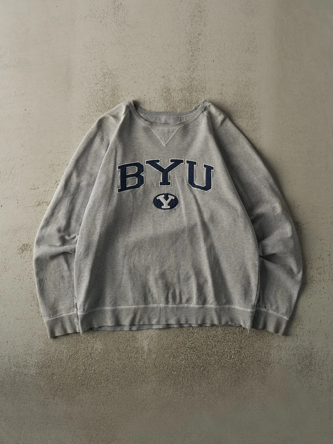 Vintage Y2K Grey BYU Brigham Young University Crewneck (L/XL) sold by Rebalance Vintage