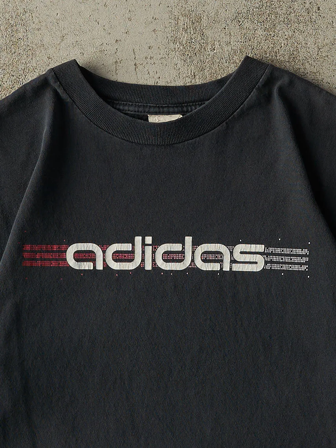 Vintage Y2K Faded Black Adidas Logo Tee (S/M) sold by Rebalance Vintage product image thumbnail 2