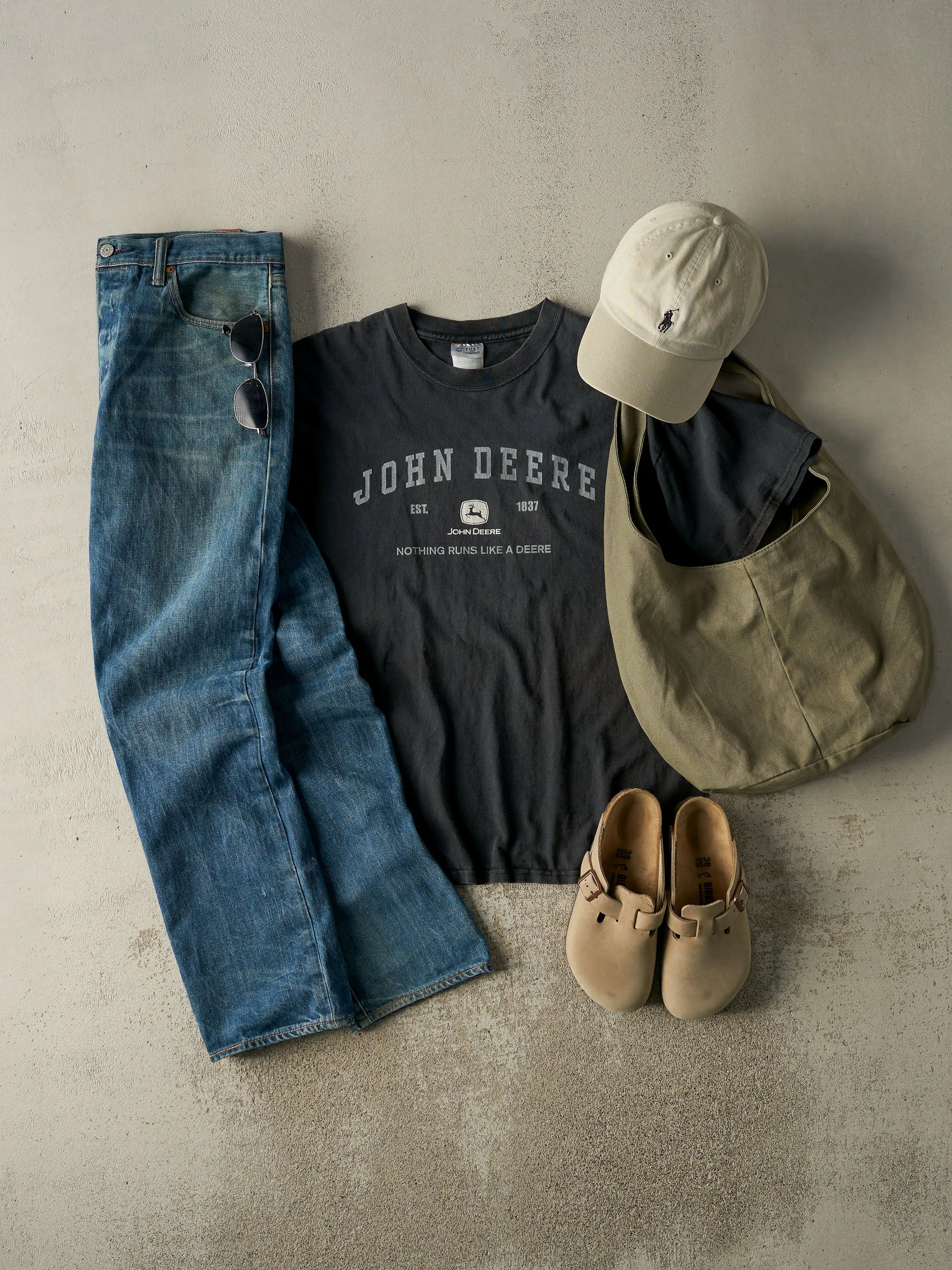 Vintage Y2K Faded Navy John Deere Tee (L) sold by Rebalance Vintage product image thumbnail 2