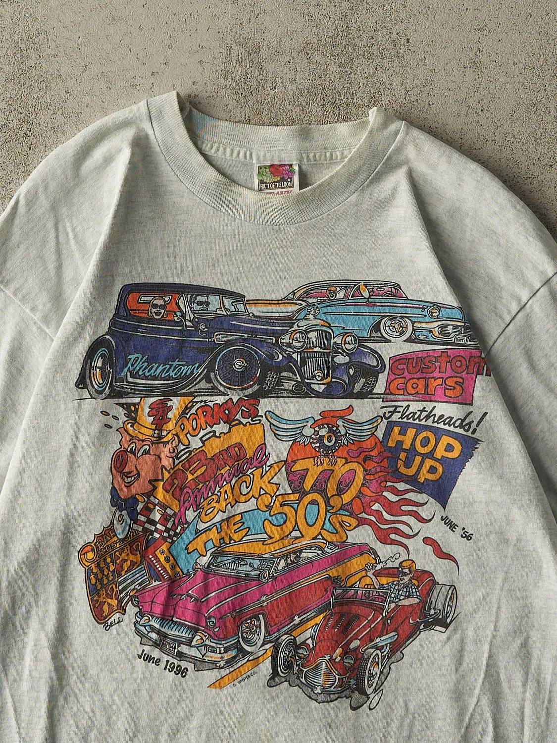 Vintage 96' Heather Grey Back to the 50s Car Show Single Stitch Tee (L) sold by Rebalance Vintage product image thumbnail 2
