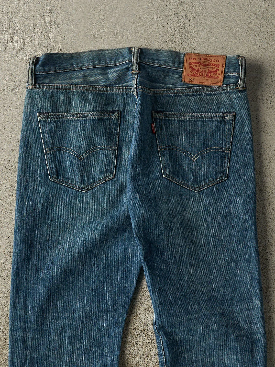 Vintage Y2K Dark Wash Levi's 501 Jeans (34x30) sold by Rebalance Vintage product image thumbnail 5