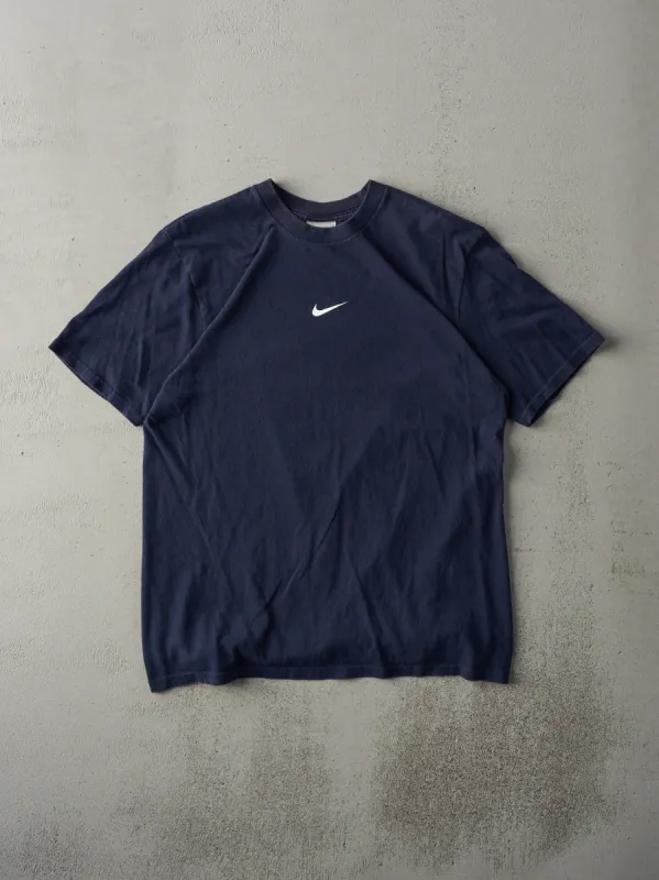 Vintage Y2K Navy Blue Nike Centre Swoosh Tee (M) sold by Rebalance Vintage