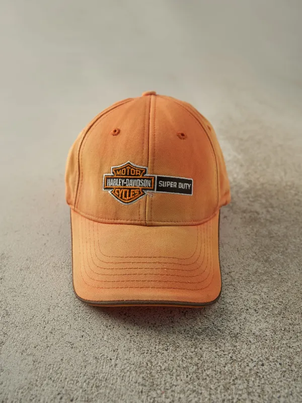 Vintage Y2K Sun Faded Orange Ford x Harley Davidson Velcro Hat sold by Rebalance Vintage