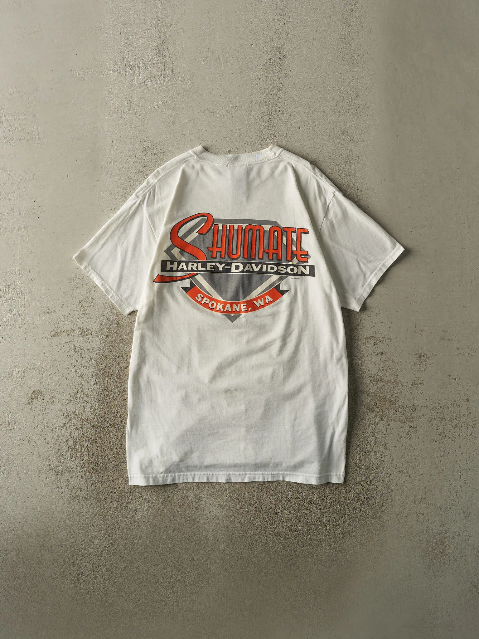 Vintage 04' White Spokane WA Harley Davidson Tee (L) sold by Rebalance Vintage product image thumbnail 2