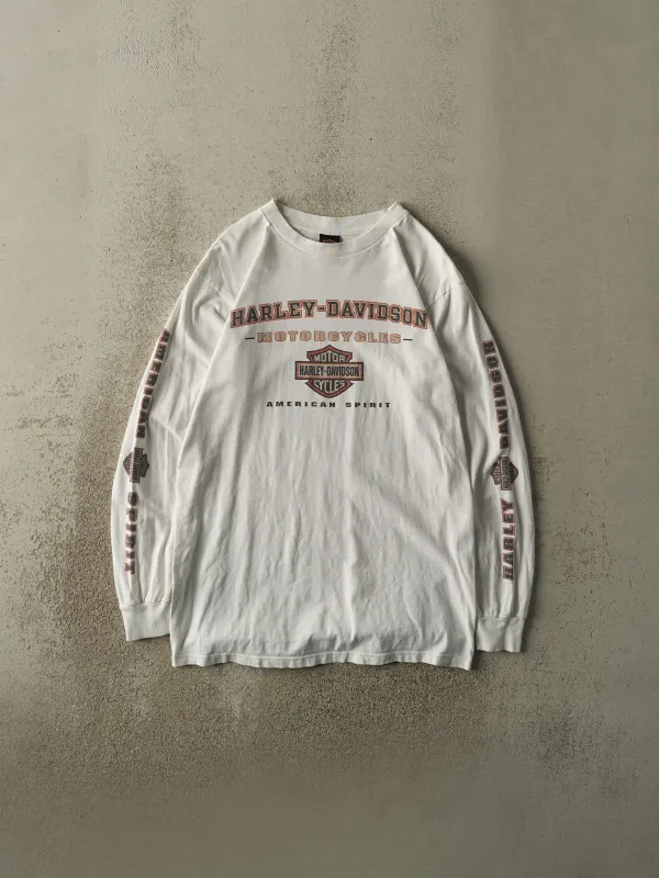 Vintage 00' White Sioux Falls, South Dakota Harley Davidson Long Sleeve (S/M) sold by Rebalance Vintage