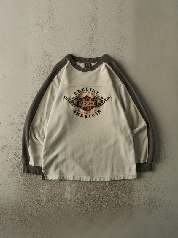 Vintage 90s Beige Portland, OR Harley Davidson Pullover Sweatshirt (L/XL) made by Rebalance Vintage