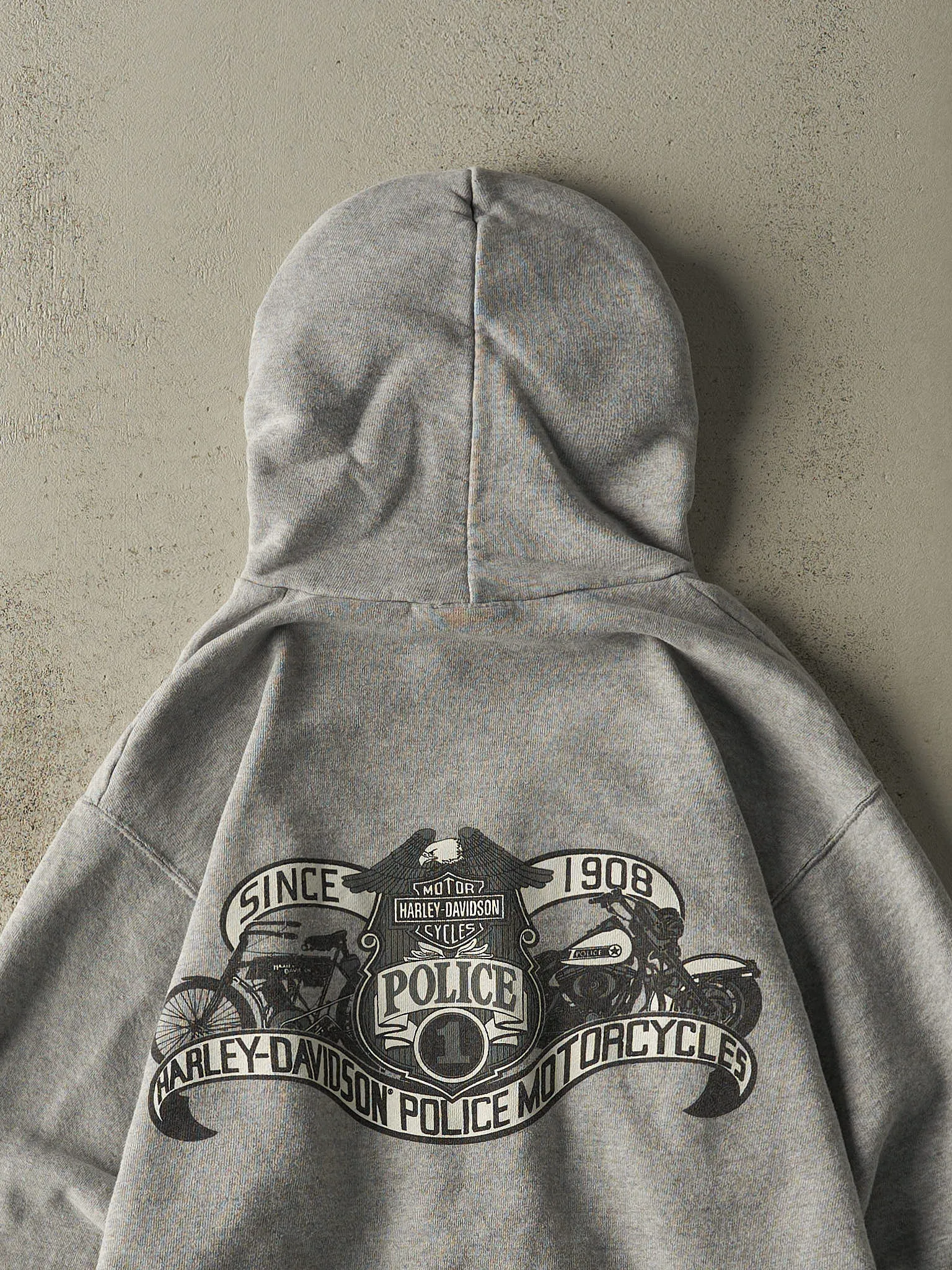 Vintage Y2K Grey Harley Davidson Police Hoodie (M) sold by Rebalance Vintage product image thumbnail 4