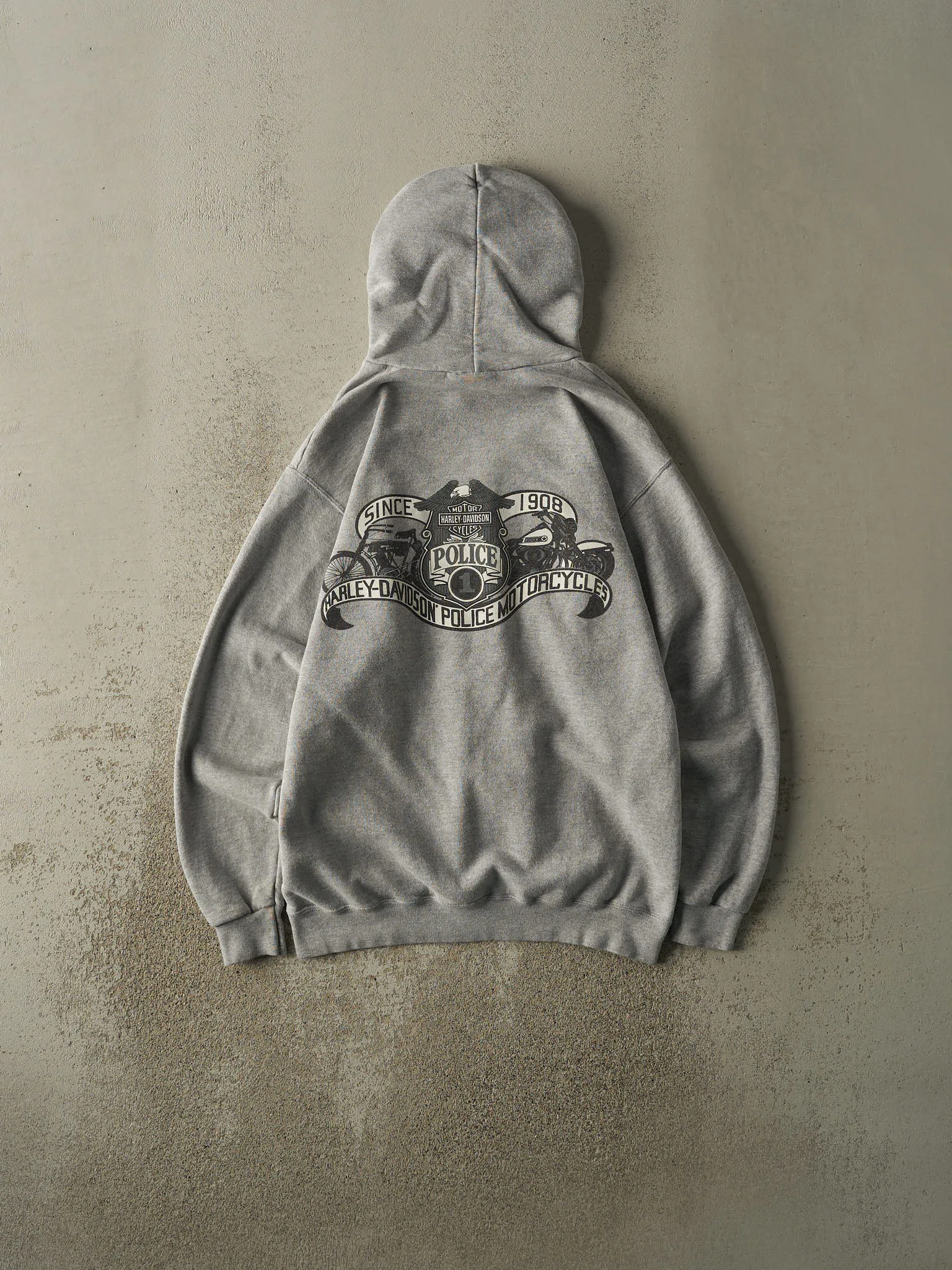 Vintage Y2K Grey Harley Davidson Police Hoodie (M) sold by Rebalance Vintage product image thumbnail 2