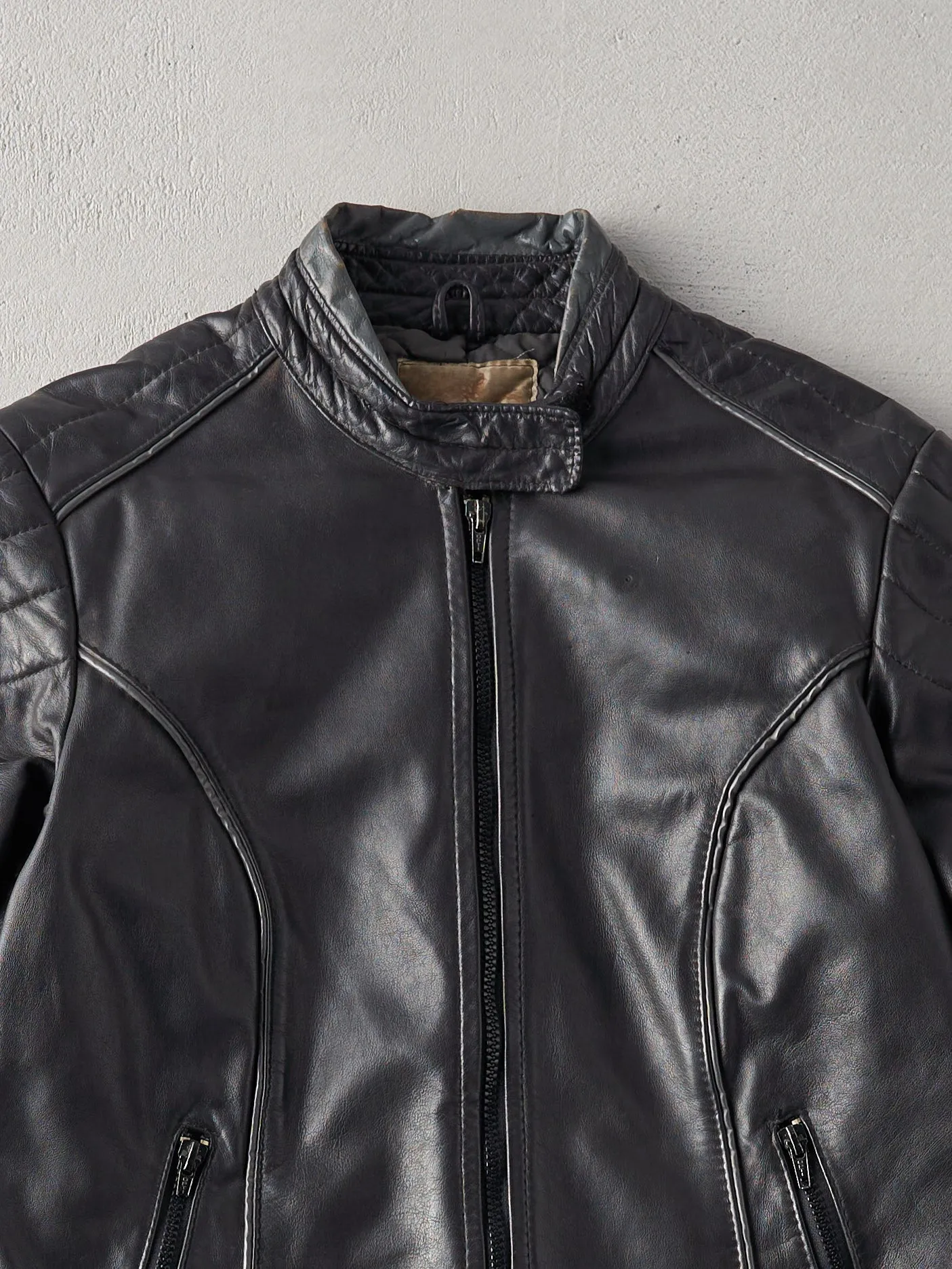 Vintage 90s Black Leather Biker Jacket (S) sold by Rebalance Vintage product image thumbnail 3
