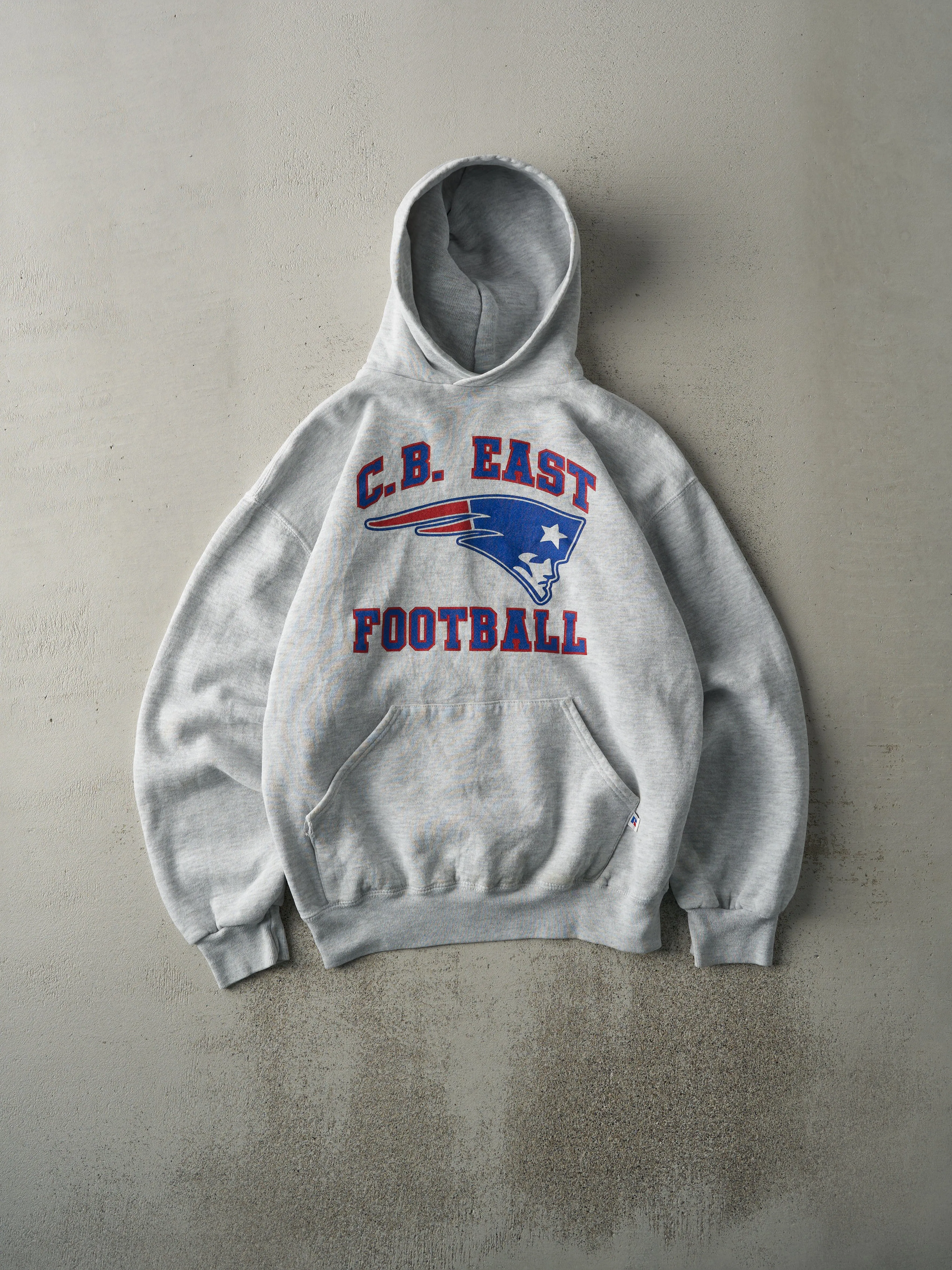 Vintage Y2K Heather Grey C.B. East Football Russell Athletics Hoodie (M) sold by Rebalance Vintage