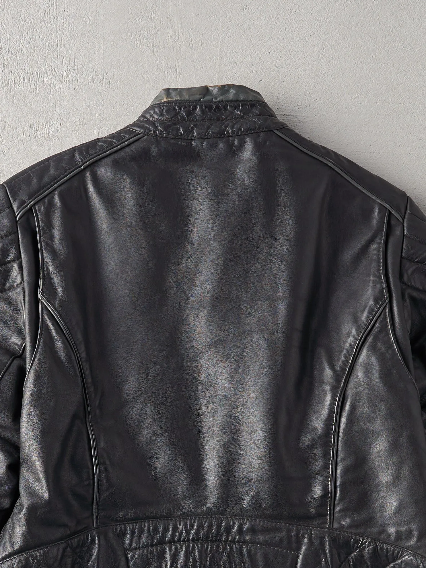 Vintage 90s Black Leather Biker Jacket (S) sold by Rebalance Vintage product image thumbnail 4