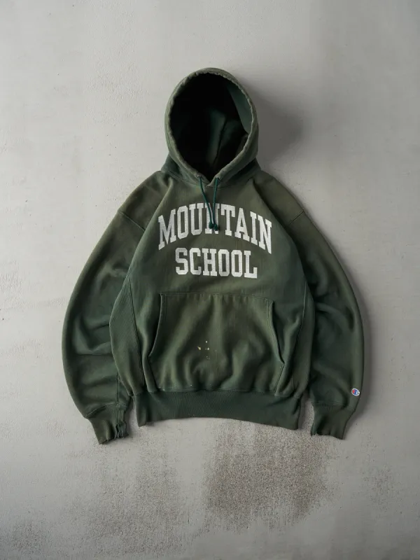 Vintage 90s Forest Green Sun Faded Mountain School Hoodie (L) sold by Rebalance Vintage