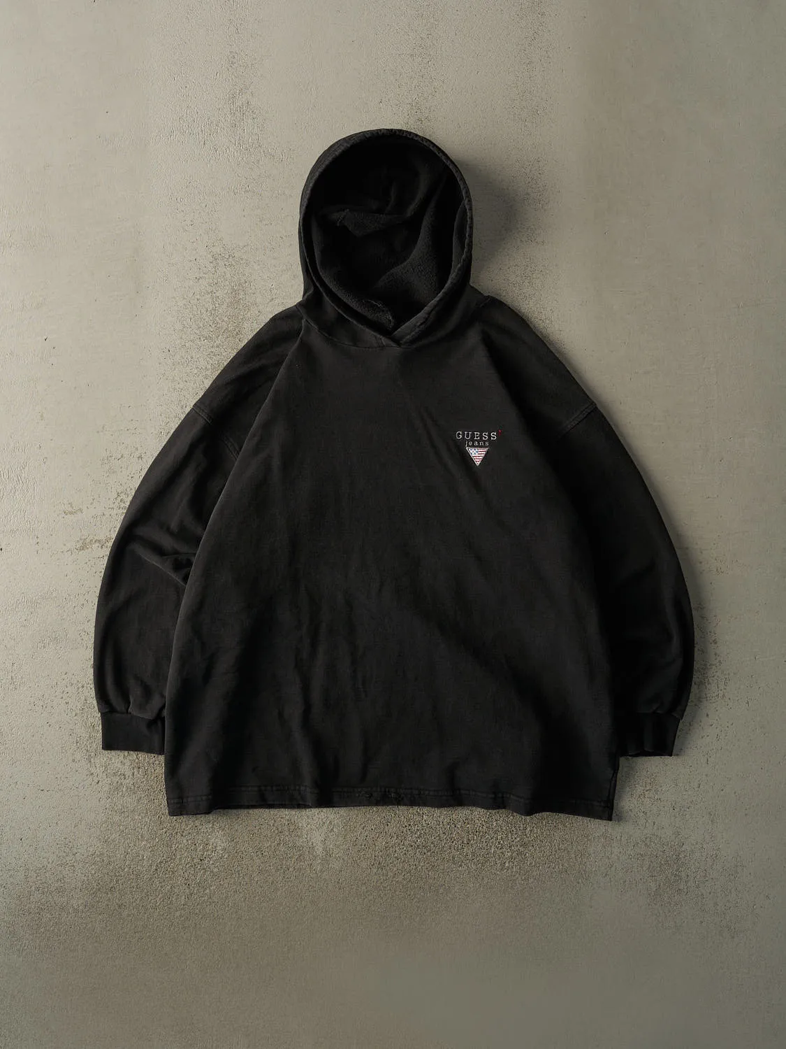 Vintage 90s Black Guess Jeans Embroidered Hoodie (XXL) sold by Rebalance Vintage