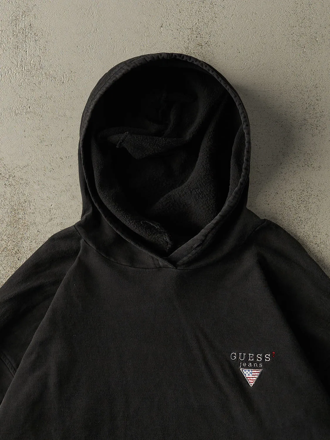 Vintage 90s Black Guess Jeans Embroidered Hoodie (XXL) sold by Rebalance Vintage product image thumbnail 2