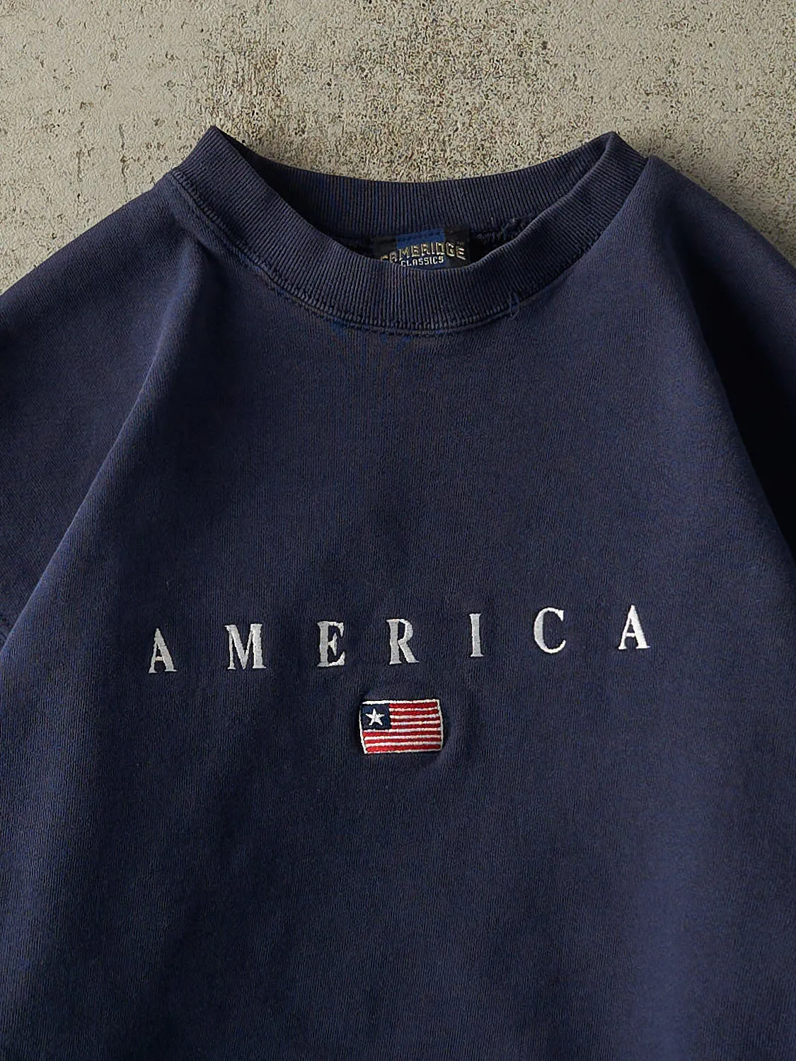 Vintage 90s Navy Blue America Embroidered Crewneck (M) sold by Rebalance Vintage product image thumbnail 2